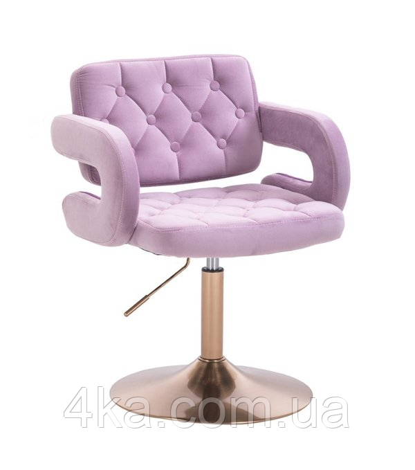 Крісло перукарське НR8403N велюр, верес, база золото, фото 1