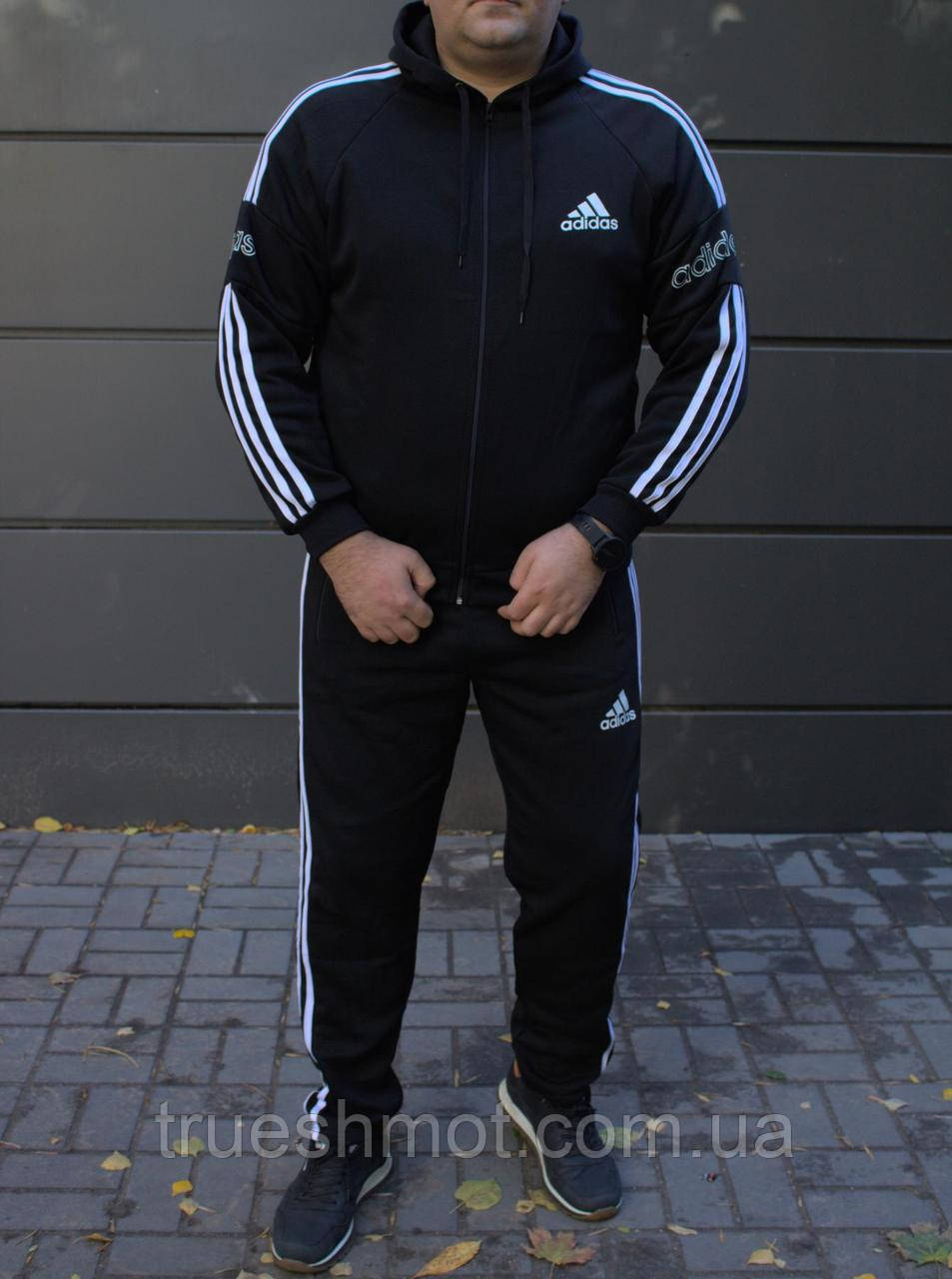 Мужской утепленный черный костюм Adidas БАТАЛ - фото 6 - id-p2033138293