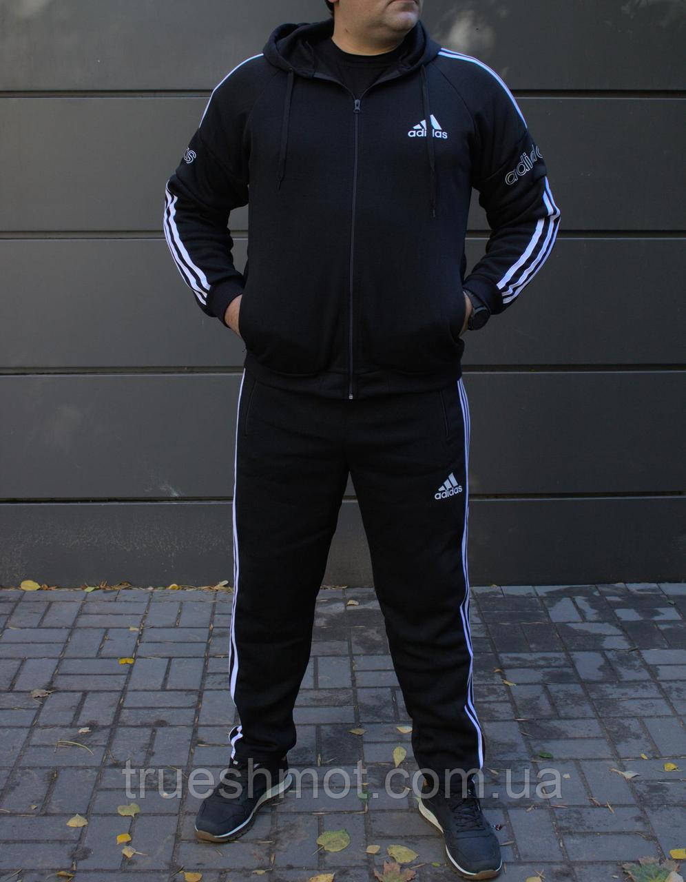 Мужской утепленный черный костюм Adidas БАТАЛ - фото 8 - id-p2033138293