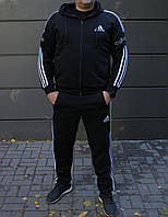 Чоловічий утеплений костюм чорний Adidas БАТАЛ