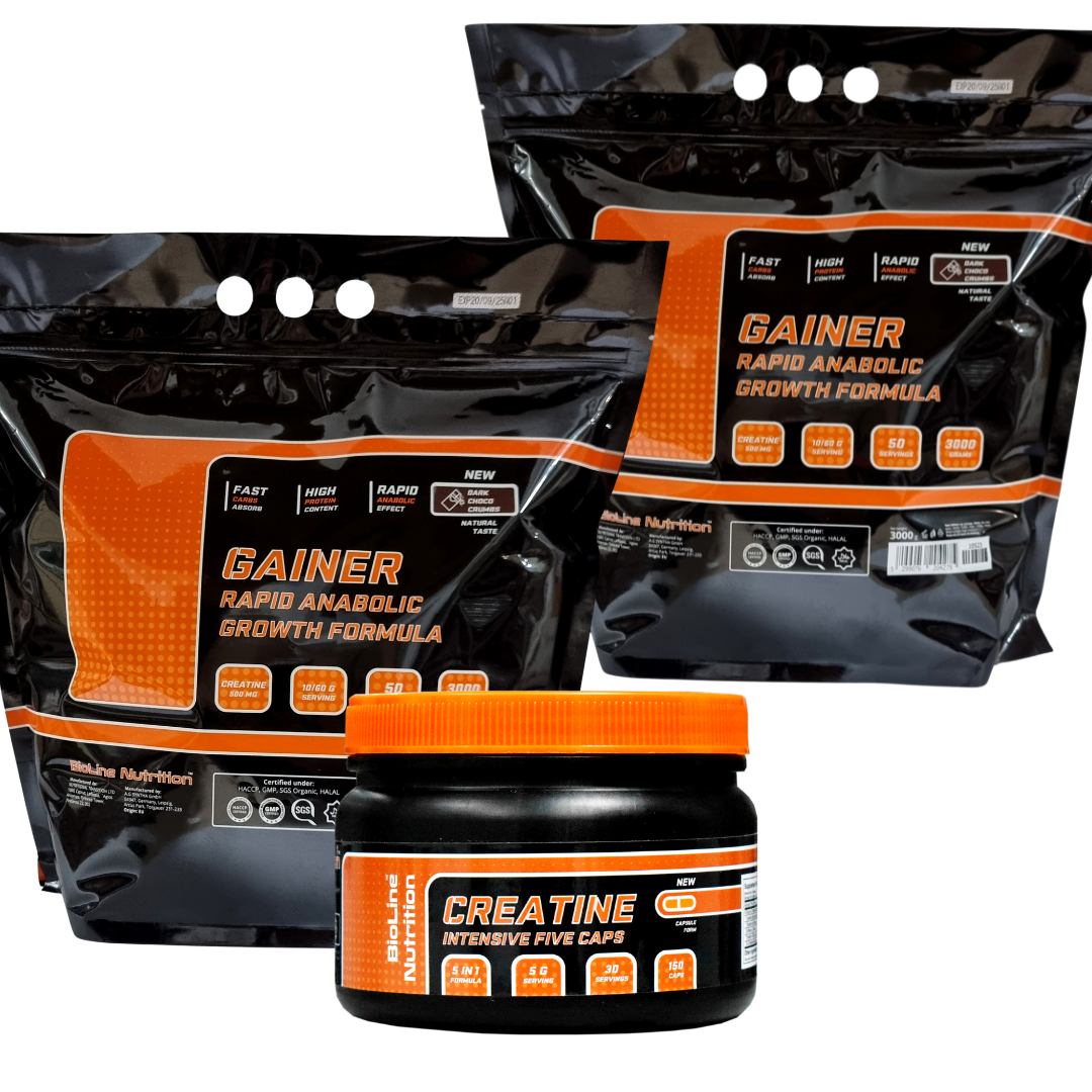МАСС-НАБІР НА 2 МЕСЯЦИНА: 6 кг RAPID ANABOLIC GAINER, Шоколад Німеччина + CREATINE INTENSIVE FIVE