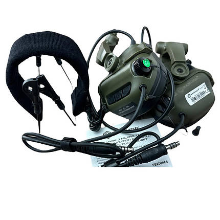 Активні навушники Earmor M32X Mark 3 Dual Com MilPro + 2 кріплення (війна версія), фото 1