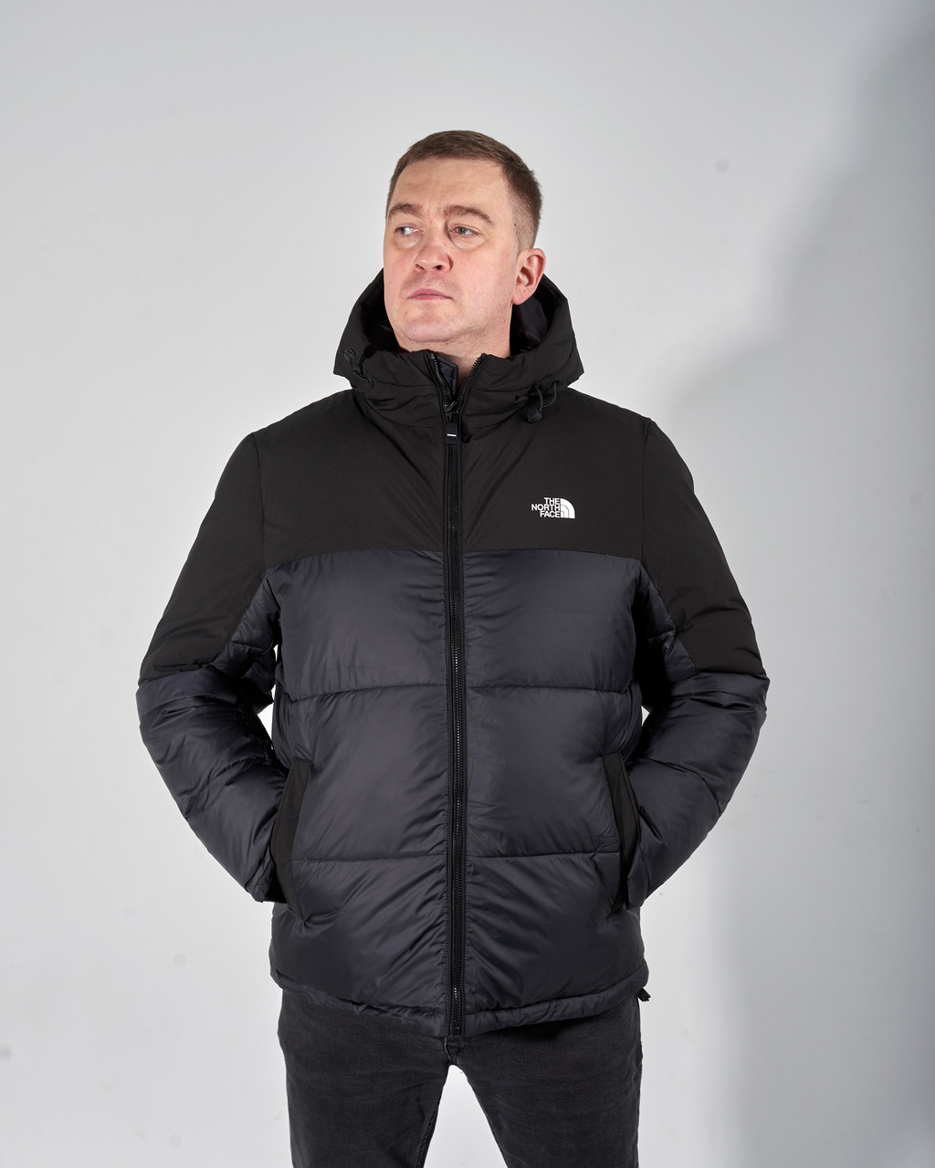 Чоловіча зимова куртка великого розміру The North Face, чорного кольору.