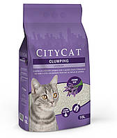 Комкуючий наповнювач без пилу для котячого туалету з ароматом лаванди Citycat Clumping Lavender 10л-8,5кг