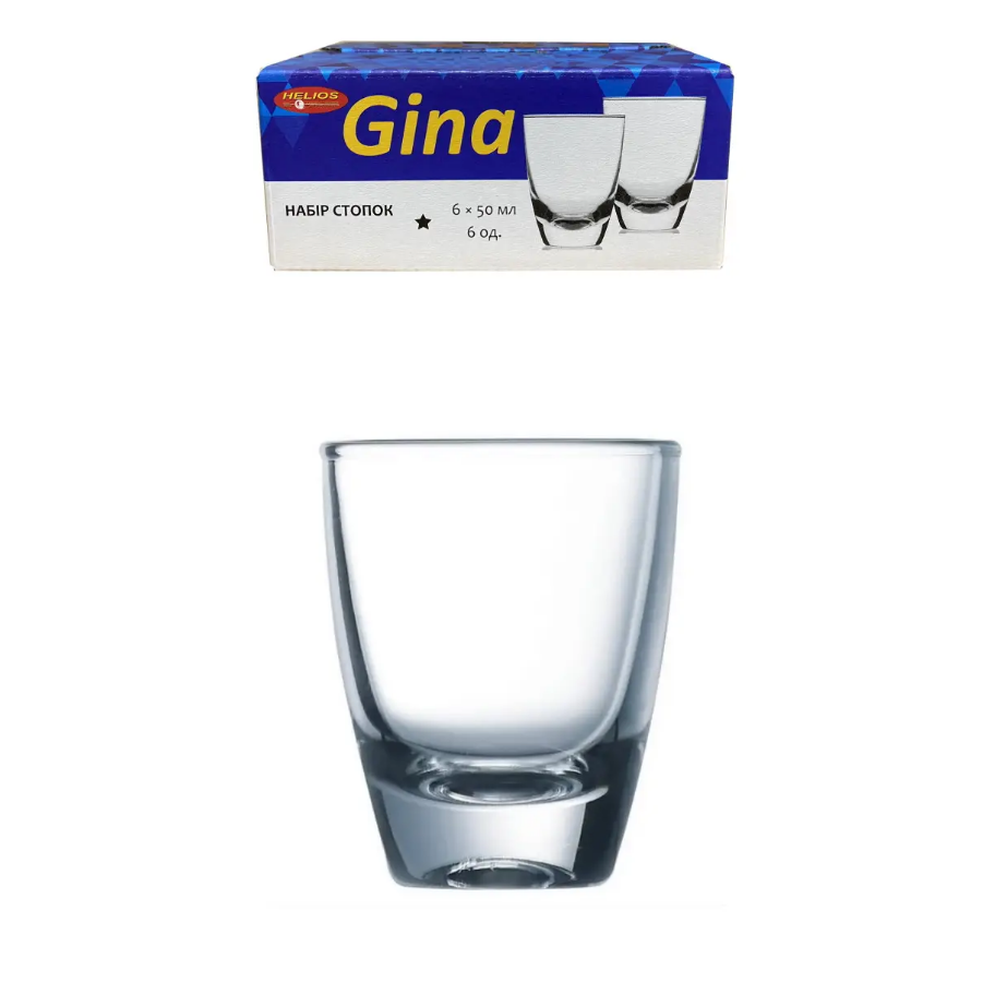 Набір чарок Helios Gina скляних 55 мл 6 шт (8283), фото 1