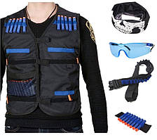 Бойовий набір для ігор зі зброєю Nerf: жилет, окуляри, 20 куль, напульсник, патронташ