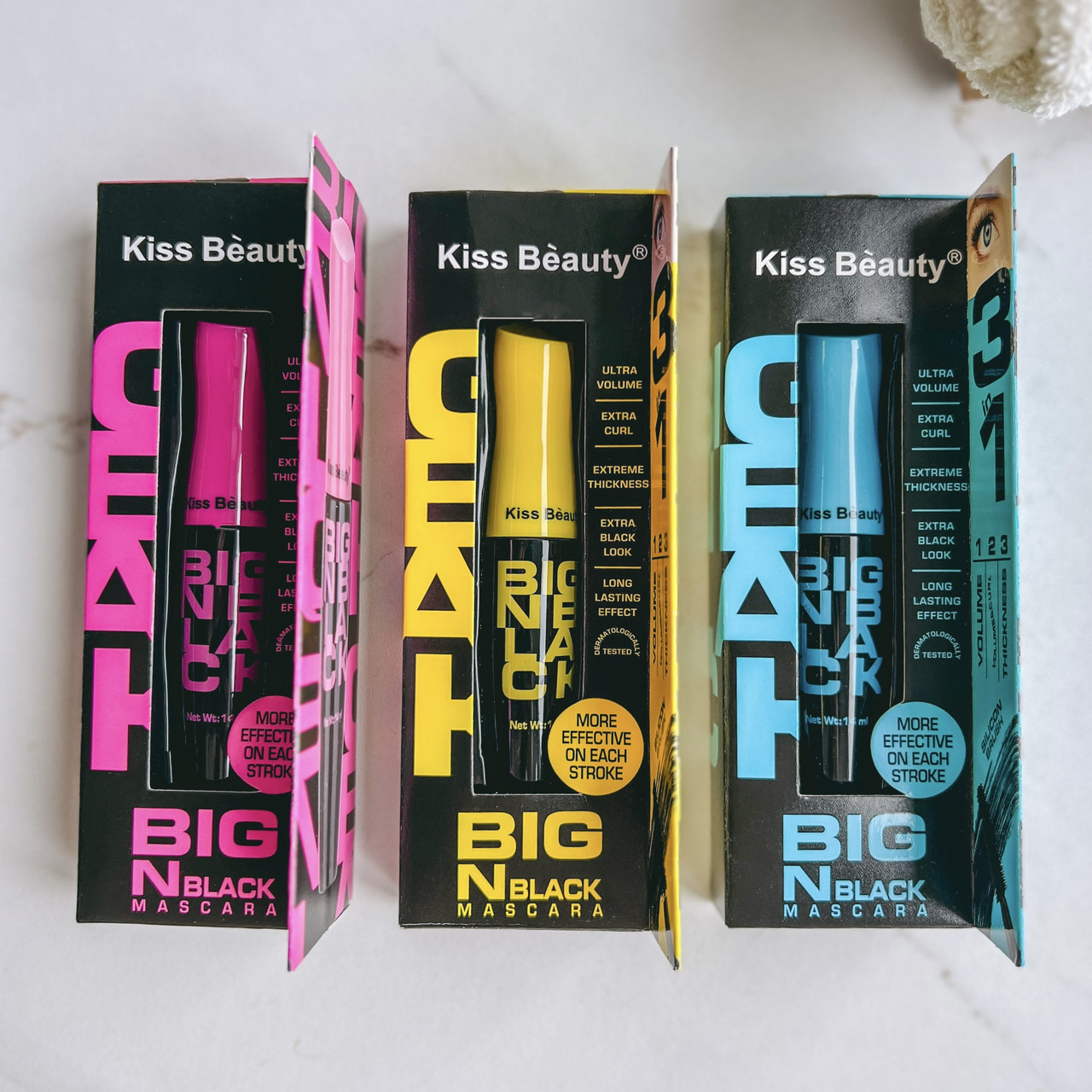 Туш для вій Kiss Beauty Big N black Mascara 3в1 чорна 14 ml