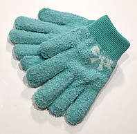 Детские перчатки Корона (8-12 лет) двойные Зеленые (ПЕРЧ292)