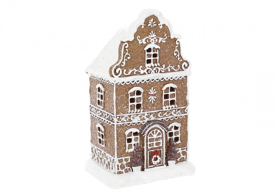 Новорічна декоративна фігура Пряниковий будиночок з LED-підсвіткою "Gingerbread house" 20.5 см