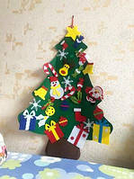 Елочка на стену с игрушками на липучках, Фетровая Новогодняя елка Сделай сам 100х70 см, Елка настенная