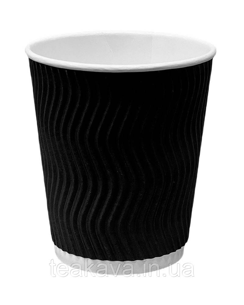 Гофростакан 340 мл чорний, 20 шт., фото 1