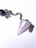 Маятник рожевий кварц на ланцюжку конус, фото 2
