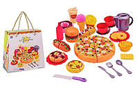 Набор продуктов "Фаст фуд" TY6016-1 пицца, бургер, хот-доги, десерты, посуда, в коробке 21*10*21 см от