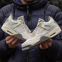 Женские кроссовки Nike Air Jordan Retro 4 Craft (серые) светлые стильные спортивные кроссы I1577 тренд