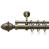 Карниз Orvit Цинара металевий дворядний відкритий рифлена труба кільце металеве Антик 25\16 мм 200 см (00-00024409)