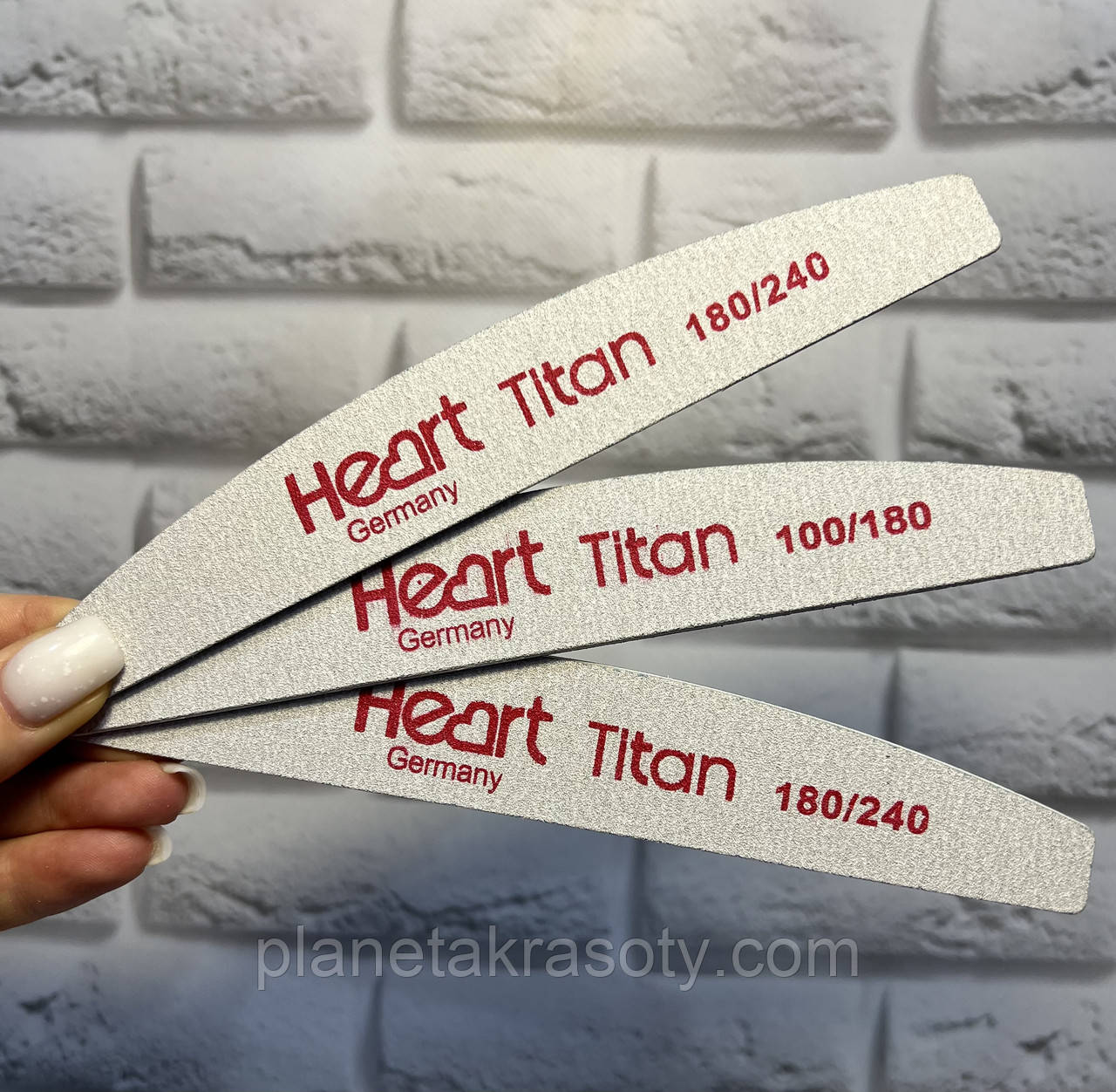 Пилка для нігтів Heart Half Titan 180/240, півколо тонка