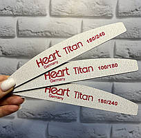 Пилка для нігтів Heart Half Titan 180/240, півколо тонка