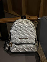 Женский рюкзак Michael Kors Monogram Backpack Mini White (белый с серым) крутой вместительный рюкзак