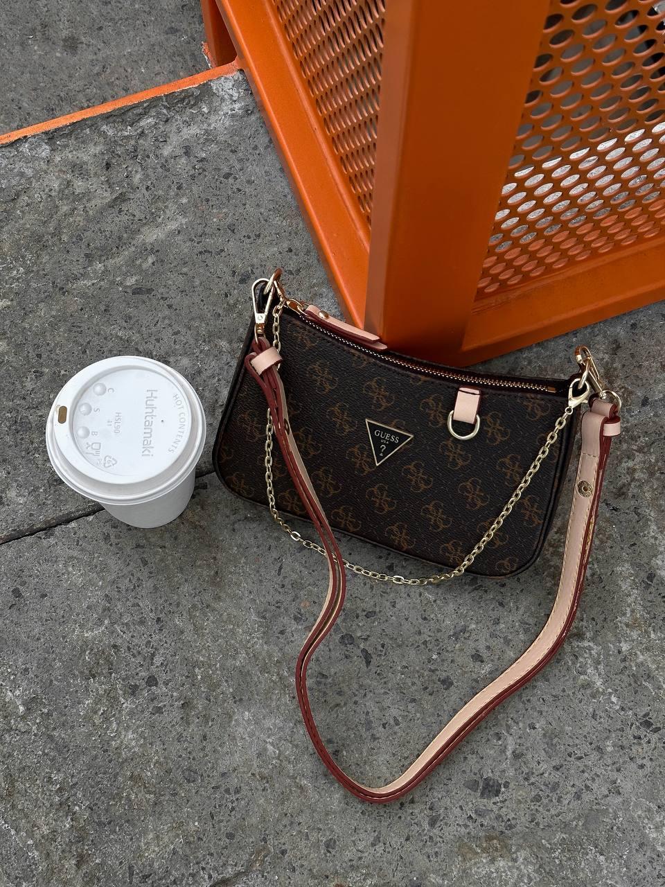 Жіноча сумка Guess Mini Bag Brown (коричнева) повсякденна стильна маленька крута сумочка torba0229топ, фото 1