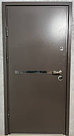 Вхідні двері метал мдф із вставкою нержавіючої сталі антрацит 860-960*2050мм New 20