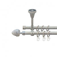 Карниз Orvit Одеон металлический двухрядный открытый до потолки ГЛАДКАЯ труба кольцо металлическое Белое