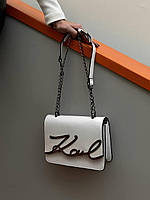 Женская сумка Karl Lagerfeld Signature White (белая) крутая актуальная светлая сумочка torba0230топ