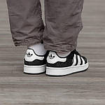 Чоловічі кросівки Adidas Campus Black White (чорні з білим) низькі стильні осінні кеди I1519топ, фото 4