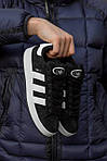 Чоловічі кросівки Adidas Campus Black White (чорні з білим) низькі стильні осінні кеди I1519топ, фото 10