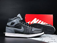 Мужские зимние кроссовки Nike Air Jordan (черные с серым) модные повседневные кроссы 11961 Найк тренд