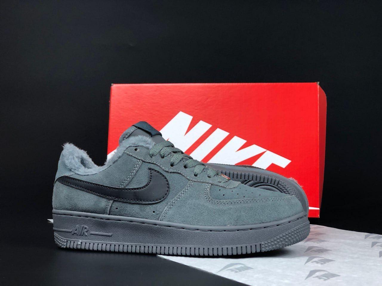 Чоловічі зимові кросівки Nike Air Force (сірі) модні повсякденні кроси 11968 Найктоп, фото 1