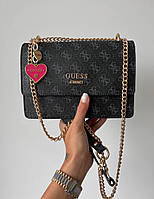 Женская сумка Guess Black-Grey (черная с серым) повседневная стильная маленькая крутая сумочка S27 тренд