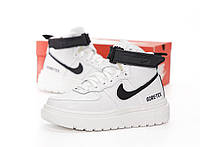 Женские зимние кроссовки Nike Air Force 1 Gore-Tex Winter (белые с чёрным) высокие молодёжные кеды К14494