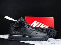 Женские зимние кроссовки Nike Air Force (черные) модные повседневные кроссы 11954 Найк тренд