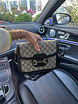 Жіноча сумка Gucci Horsebit (сіра з чорним) крута стильна сумочка GI3811топ, фото 8