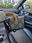 Жіноча сумка Gucci Horsebit (сіра з чорним) класична модна сумочка Gi3809топ, фото 7