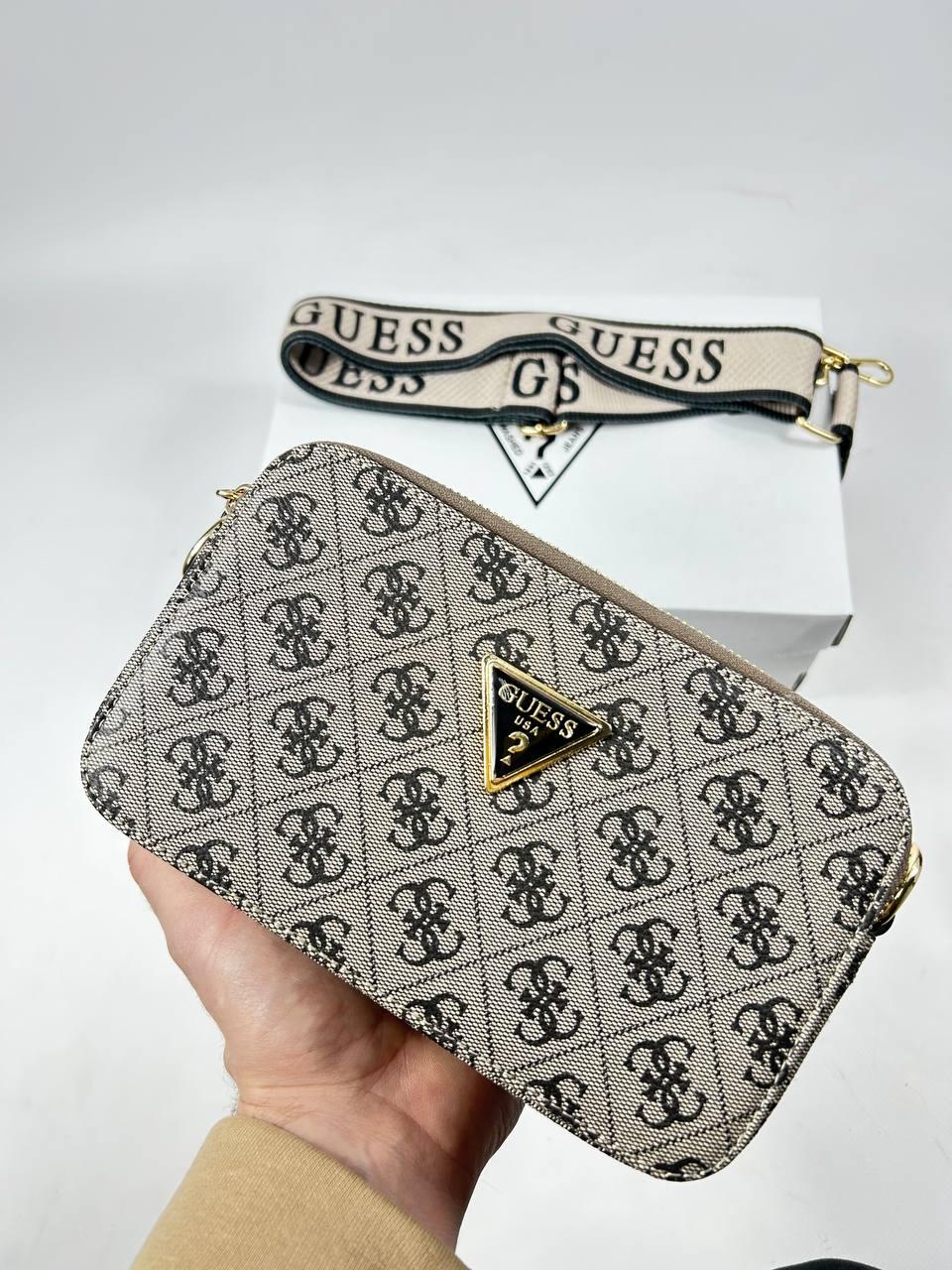 Жіноча міні сумочка Guess Zippy Snapphot Grey (сіра) гарна маленька сумочка на довгому ремені S74 vkross, фото 1