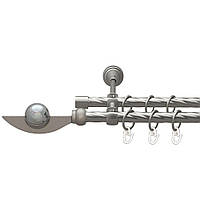 Карниз Orvit Фламинго металлический двухрядный открытый скрученная труба кольцо металлическое Сатин 16\16 мм