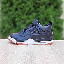 Чоловічі зимові кроси Nike Air Jordan 4 Retro PSG Paris Saint Germain (чорні з коричневим) високі 3985 Найк топ