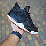 Чоловічі зимові кросівки Nike Air Jordan 4 Retro PSG Paris Saint Germain (чорні) модні кроси 3985 Найктоп, фото 5