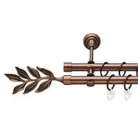Карниз Orvit Лавр металлический двухрядный открытый ГЛАДКАЯ труба кольцо металлическое Медь 19\19 мм 240 см