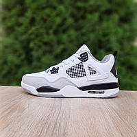 Женские зимние кроссовки Nike Air Jordan 4 (белые с черным) модные повседневные кроссы 4067 Найк тренд