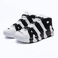 Мужские зимние кроссовки Nike Air More Uptempo (чёрные с белым) модные спортивные кроссы с мехом 2531 44 тренд