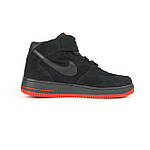 Чоловічі зимові кросівки Nike Air Force 1 (чорні з червоним) високі повсякденні кроси 4071 Найктоп, фото 3