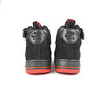 Чоловічі зимові кросівки Nike Air Force 1 (чорні з червоним) високі повсякденні кроси 4071 Найктоп, фото 8