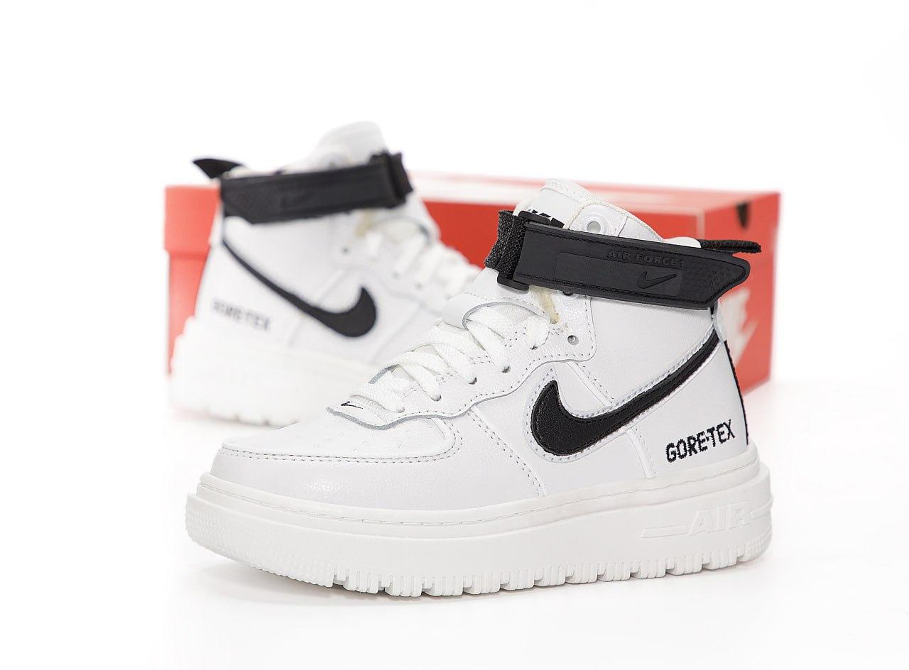 Чоловічі зимові кросівки Nike Air Force 1 Gore-Tex Winter (білі з чорним) високі кеди з хутром К14494 vkros