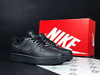 Мужские зимние кроссовки Nike Air Force (черные) модные повседневные кроссы 11966 Найк house