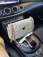 Женская сумка Guess (белая) стильная роскошная сумочка на декоративной цепочке Gi5503 vkros