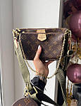 Жіноча сумка Louis Vuitton Multi Pochette Premium (коричнева з хакі) модна стильна сумка Gi91052топ, фото 7