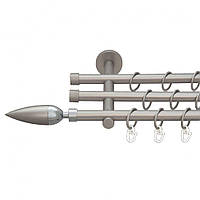 Карниз Orvit Линнея металлический трехрядный цилиндр (20 см) ГЛАДКАЯ труба кольцо металлическое Сатин