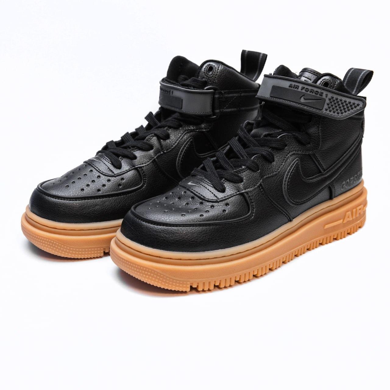 Чоловічі зимові кросівки Nike Air Force Gore-Tex (чорні) високі модні повсякденні кеди 1740топ